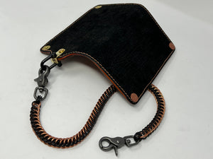 Long Biker Leather Chain Wallet - Black Hippo