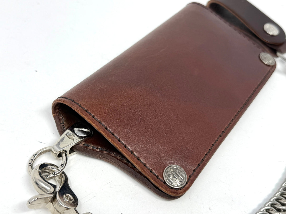 Long Biker Leather Chain Wallet - Brown 5G