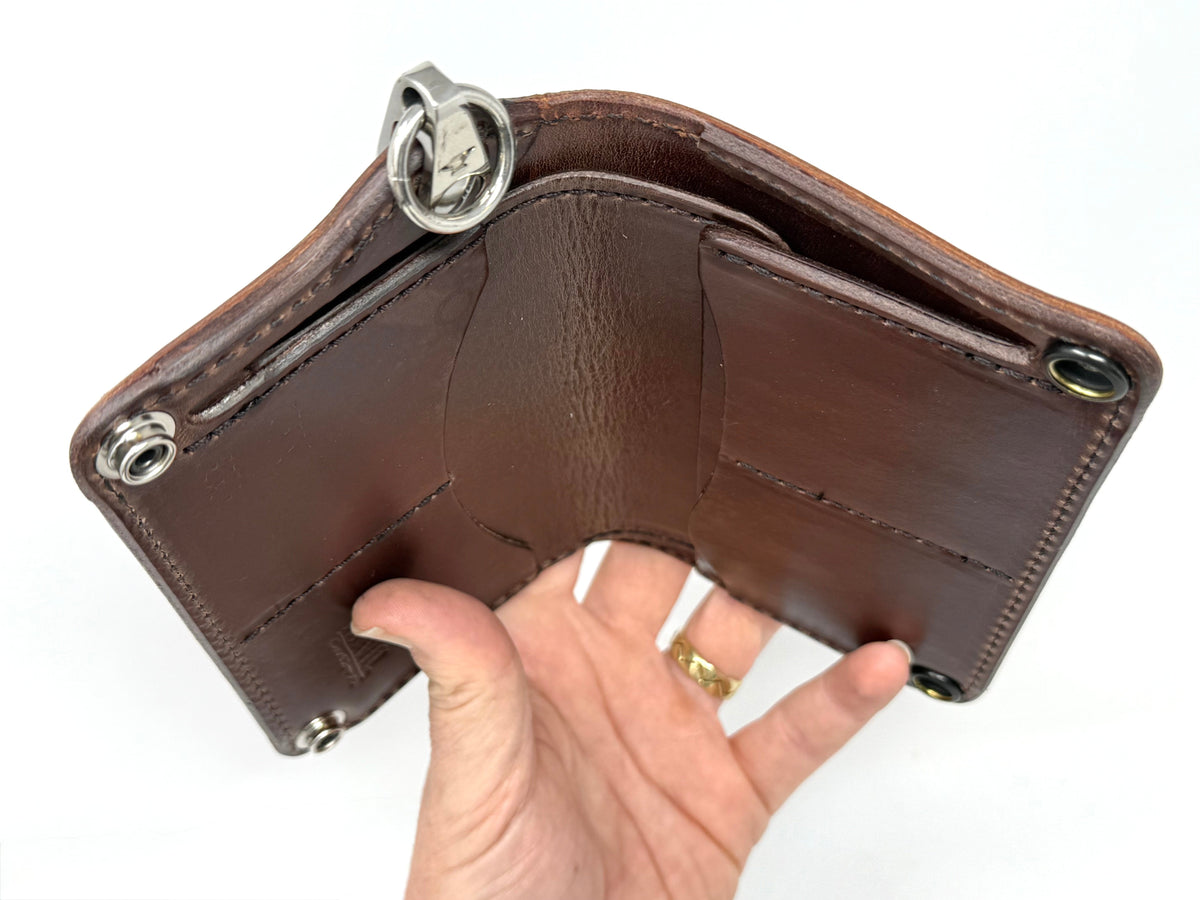 Long Biker Leather Chain Wallet - Brown 5G