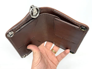 Long Biker Leather Chain Wallet - Brown 5G