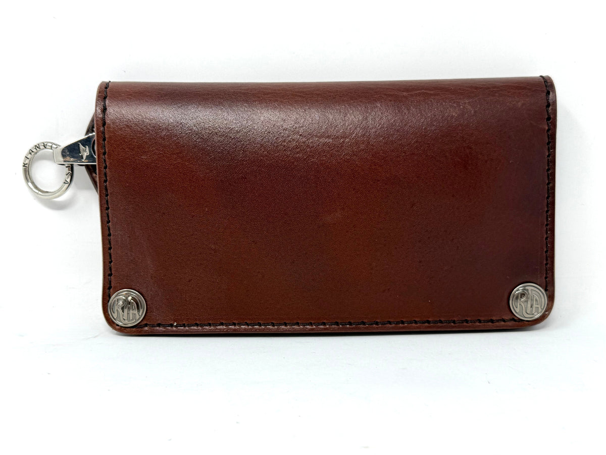 Long Biker Leather Chain Wallet - Brown 5G