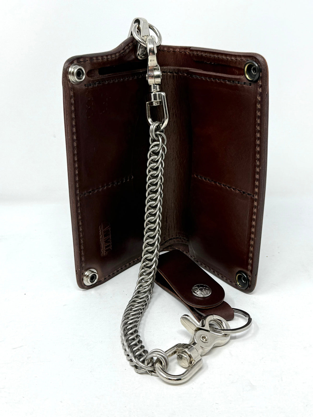 Long Biker Leather Chain Wallet - Brown 5G