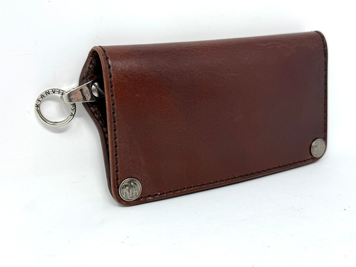 Long Biker Leather Chain Wallet - Brown 5G