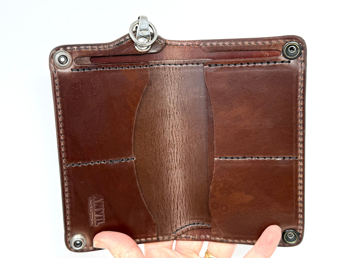 Long Biker Leather Chain Wallet - Brown 5G