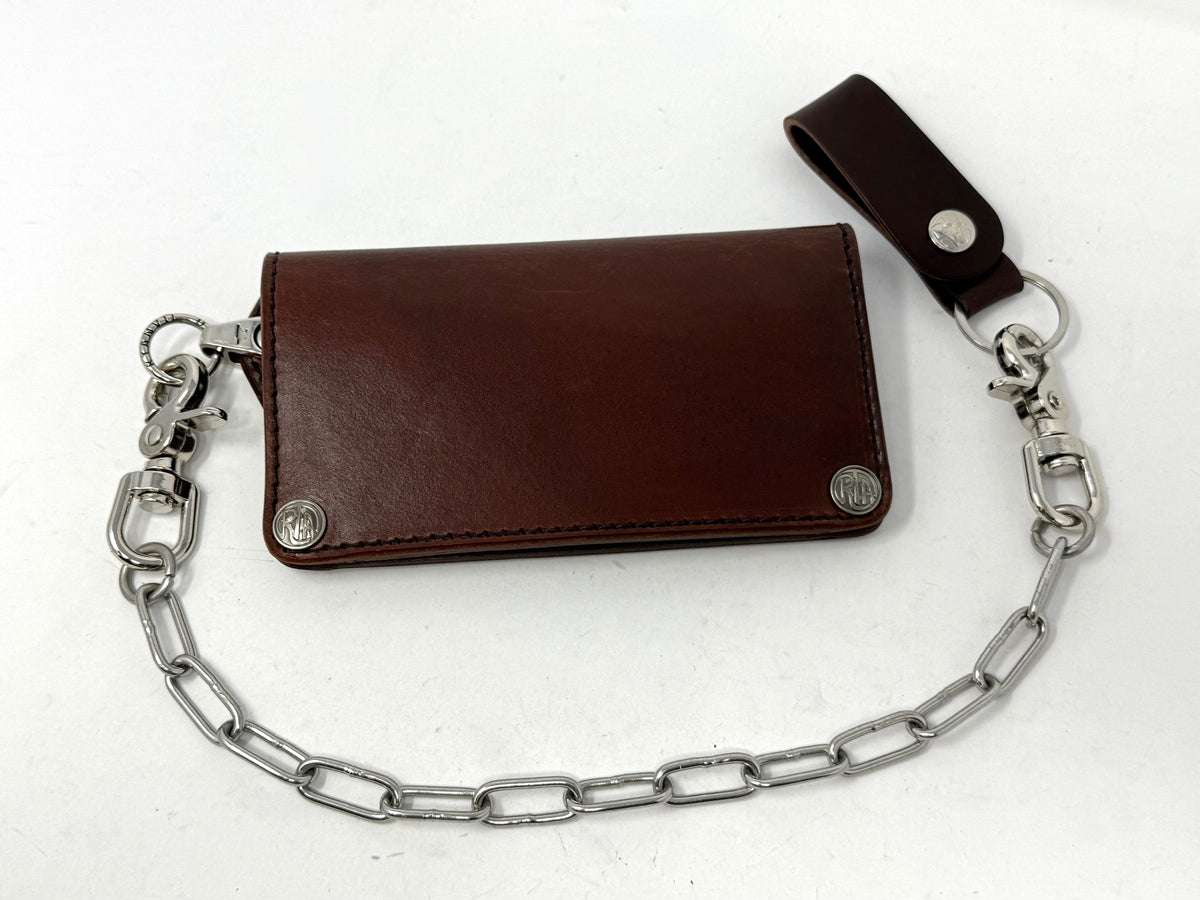 Long Biker Leather Chain Wallet - Brown 5G