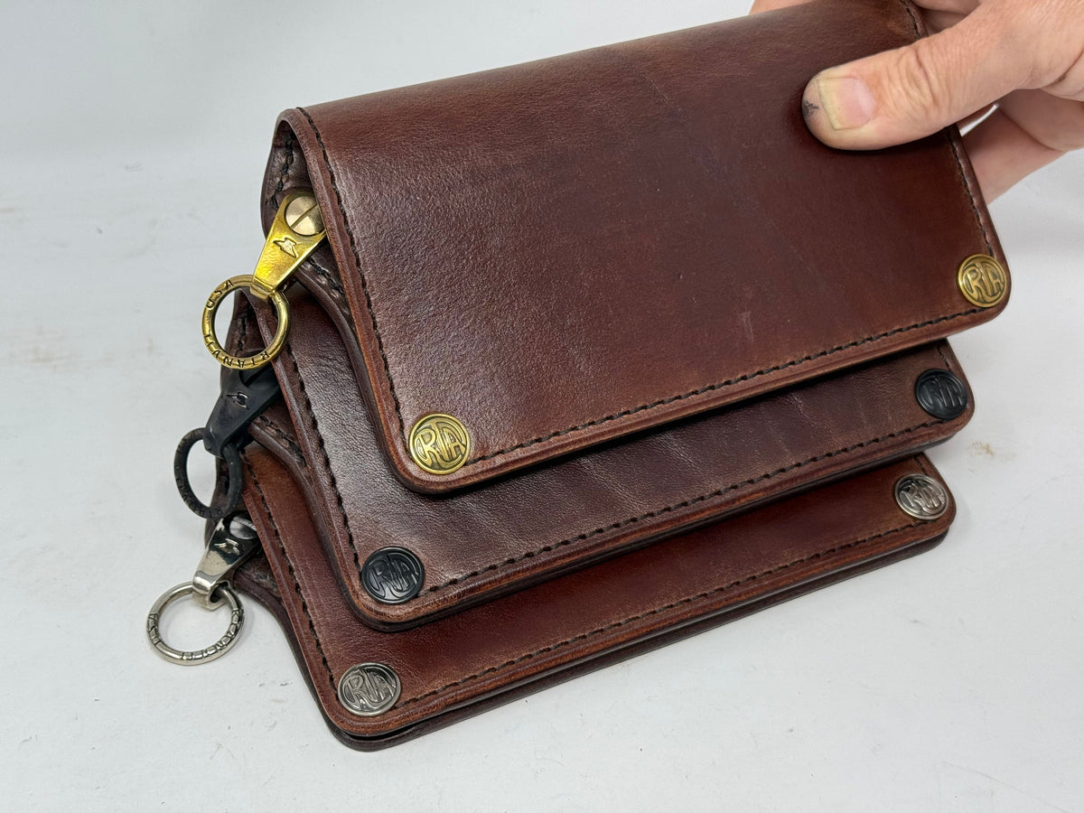 Long Biker Leather Chain Wallet - Brown 5G