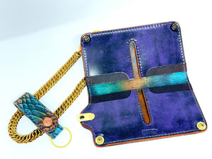 Long Biker Leather Chain Wallet - Python Cowhide Gen4