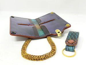 Long Biker Leather Chain Wallet - Python Cowhide Gen4