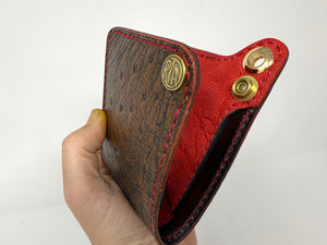 Mini Bifold Chain Wallet - Antique Saddle Quill Ostrich