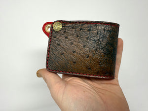 Mini Bifold Chain Wallet - Antique Saddle Quill Ostrich