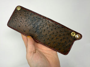 Mini Bifold Chain Wallet - Antique Saddle Quill Ostrich