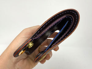 Mini Bifold Leather Chain Wallet - Antique Saddle Quill Ostrich