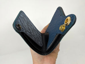 Mini Bifold Leather Chain Wallet - Arctic Blue Elephant