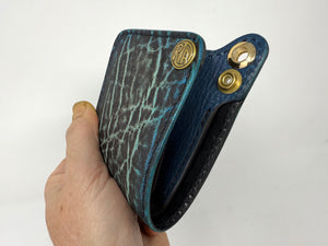 Mini Bifold Leather Chain Wallet - Arctic Blue Elephant