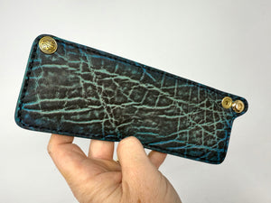 Mini Bifold Leather Chain Wallet - Arctic Blue Elephant