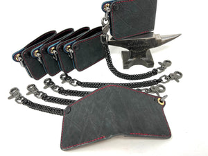 Mini Bifold Leather Chain Wallet - ‘Dark Stone’ Elephant