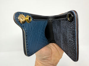 Mini Bifold Leather Chain Wallet - ‘Safari Blue’ Elephant