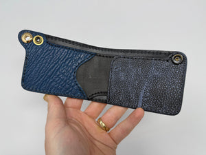 Mini Bifold Leather Chain Wallet - ‘Safari Blue’ Elephant