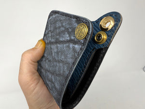 Mini Bifold Leather Chain Wallet - ‘Safari Blue’ Elephant