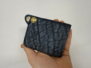 Mini Bifold Leather Chain Wallet - ‘Safari Blue’ Elephant