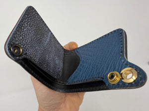 Mini Bifold Leather Chain Wallet - ‘Safari Blue’ Elephant