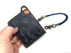 Mini Bifold Leather Chain Wallet - ‘Safari Blue’ Giraffe