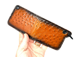 Mini Bifold Leather Chain Wallet - Sunburst Ostrich Quill