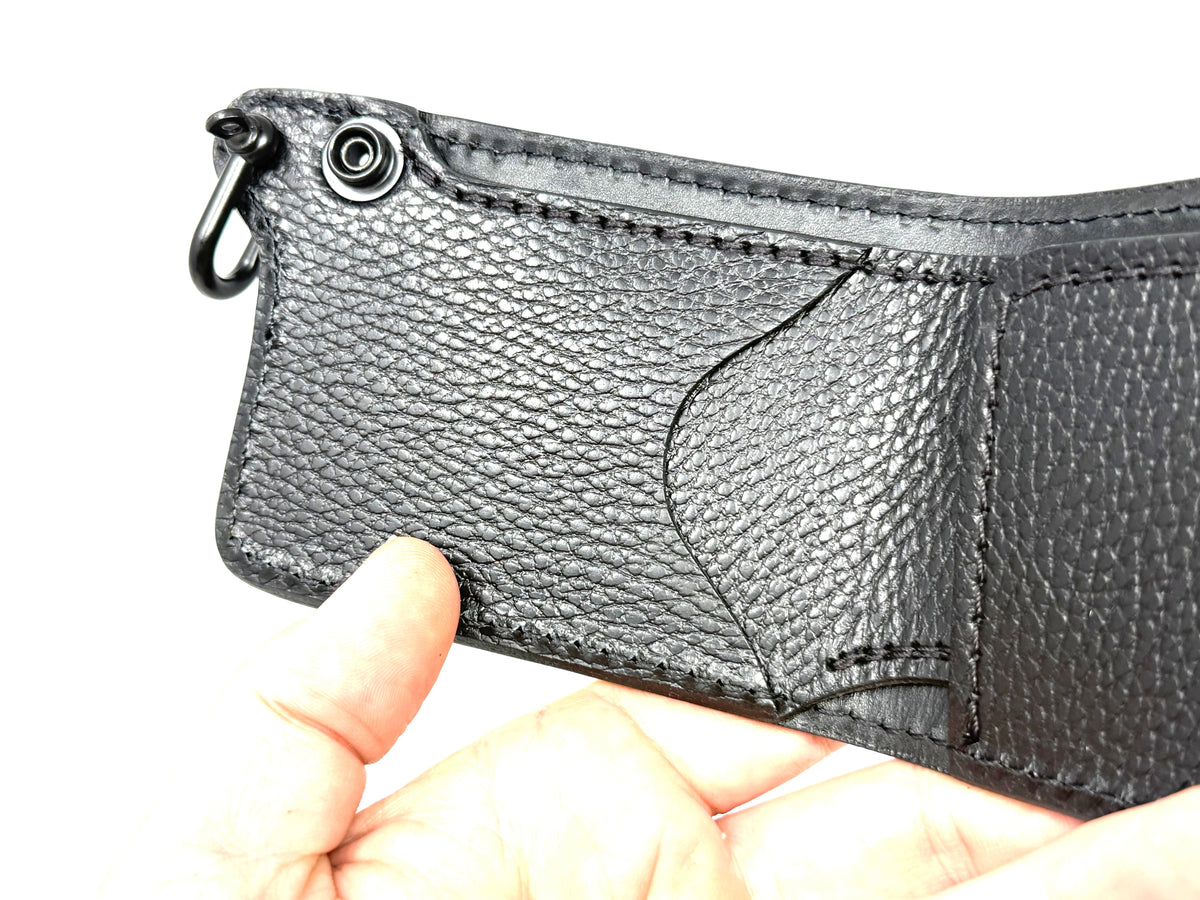 Mini Bifold Leather Chain Wallet - Sunburst Ostrich Quill