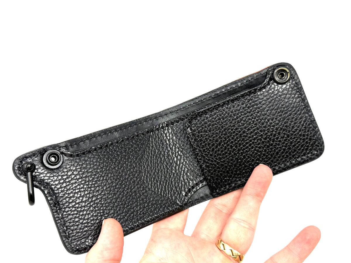 Mini Bifold Leather Chain Wallet - Sunburst Ostrich Quill