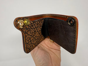 Mini Bifold Leather Chain Wallet - Sunburst Python