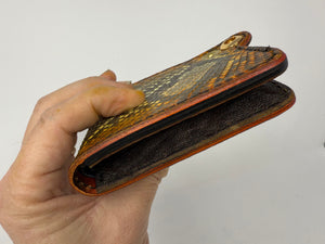 Mini Bifold Leather Chain Wallet - Sunburst Python