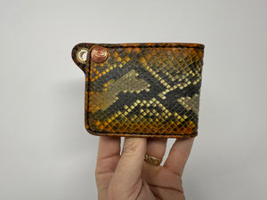 Mini Bifold Leather Chain Wallet - Sunburst Python