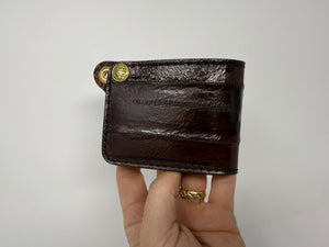 Mini Bifold Leather Chain Wallet - Tobbaco EEL Skin