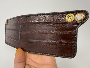 Mini Bifold Leather Chain Wallet - Tobbaco EEL Skin