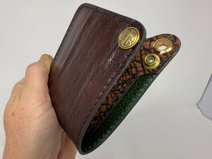 Mini Bifold Leather Chain Wallet - Tobbaco EEL Skin