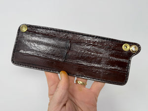 Mini Bifold Leather Chain Wallet - Tobbaco EEL Skin