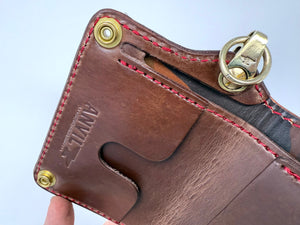 Mini Long 5G Leather Chain Wallet - Burgundy Shell Cordovan