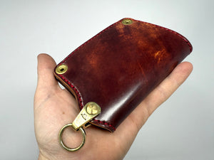 Mini Long 5G Leather Chain Wallet - Burgundy Shell Cordovan