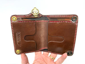 Mini Long 5G Leather Chain Wallet - Burgundy Shell Cordovan