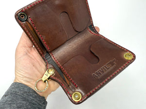 Mini Long 5G Leather Chain Wallet - Burgundy Shell Cordovan