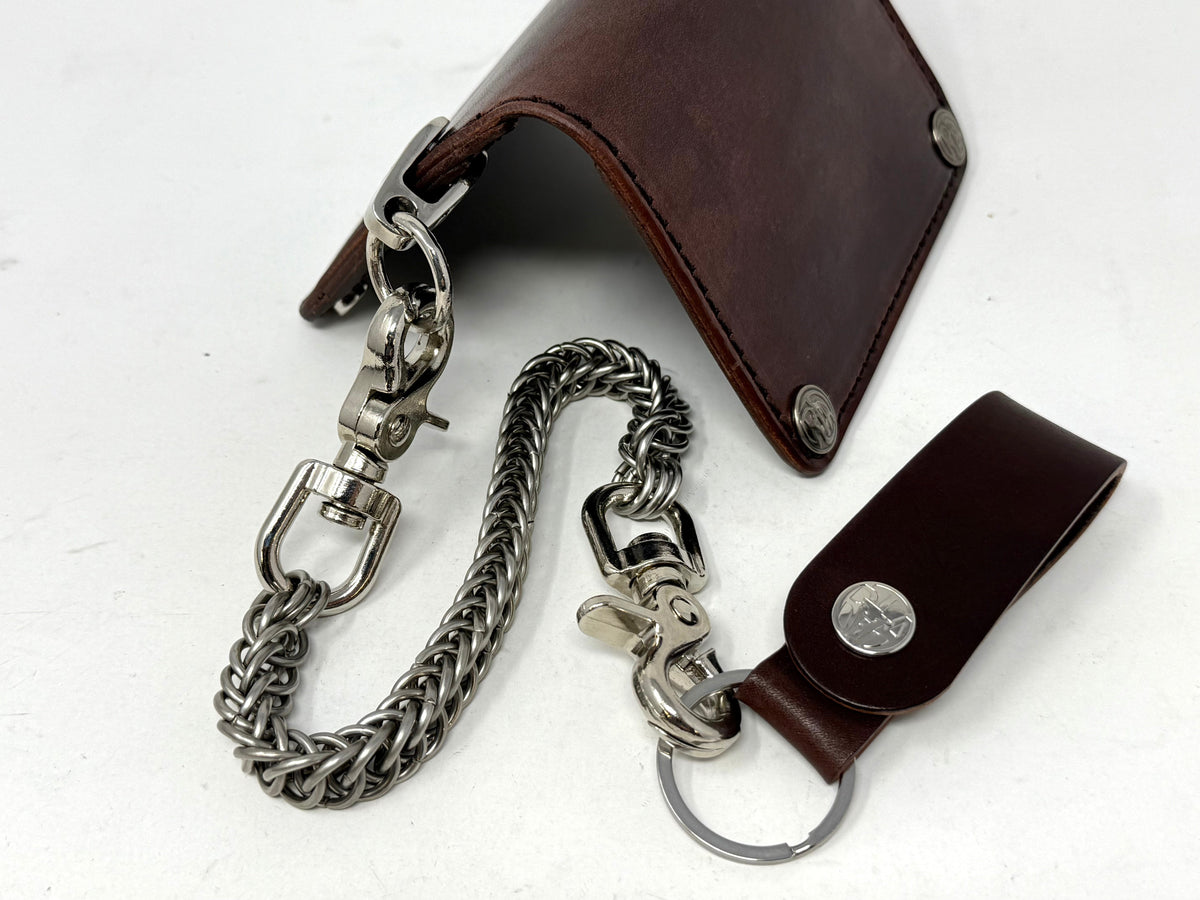 Mini Long Leather Chain Wallet - Brown 5G