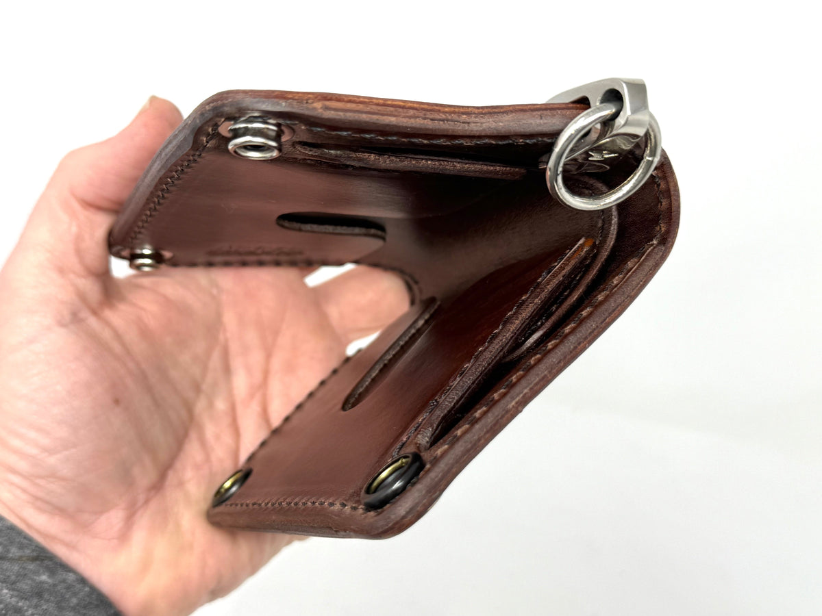 Mini Long Leather Chain Wallet - Brown 5G