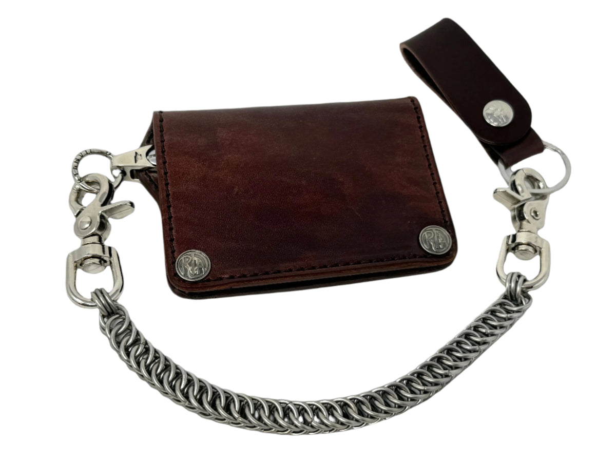 Mini Long Leather Chain Wallet - Brown 5G