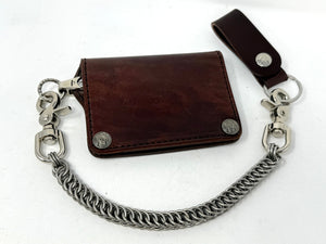 Mini Long Leather Chain Wallet - Brown 5G
