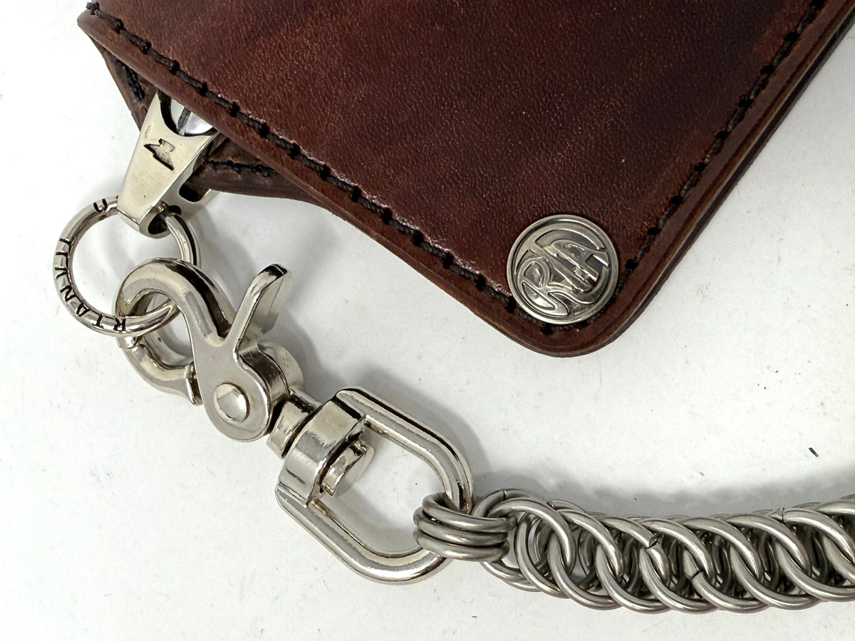 Mini Long Leather Chain Wallet - Brown 5G