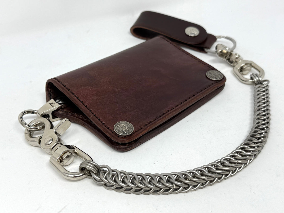 Mini Long Leather Chain Wallet - Brown 5G