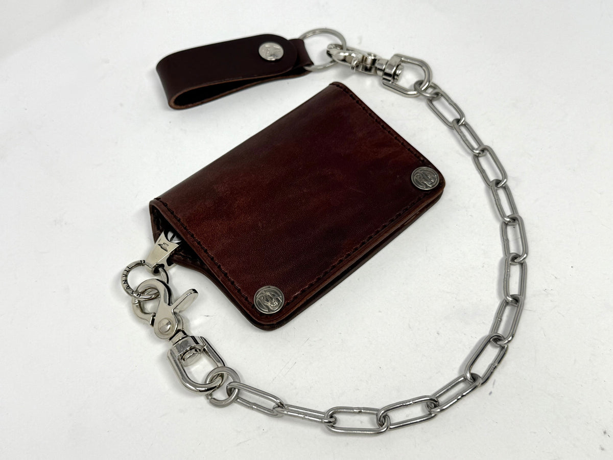 Mini Long Leather Chain Wallet - Brown 5G