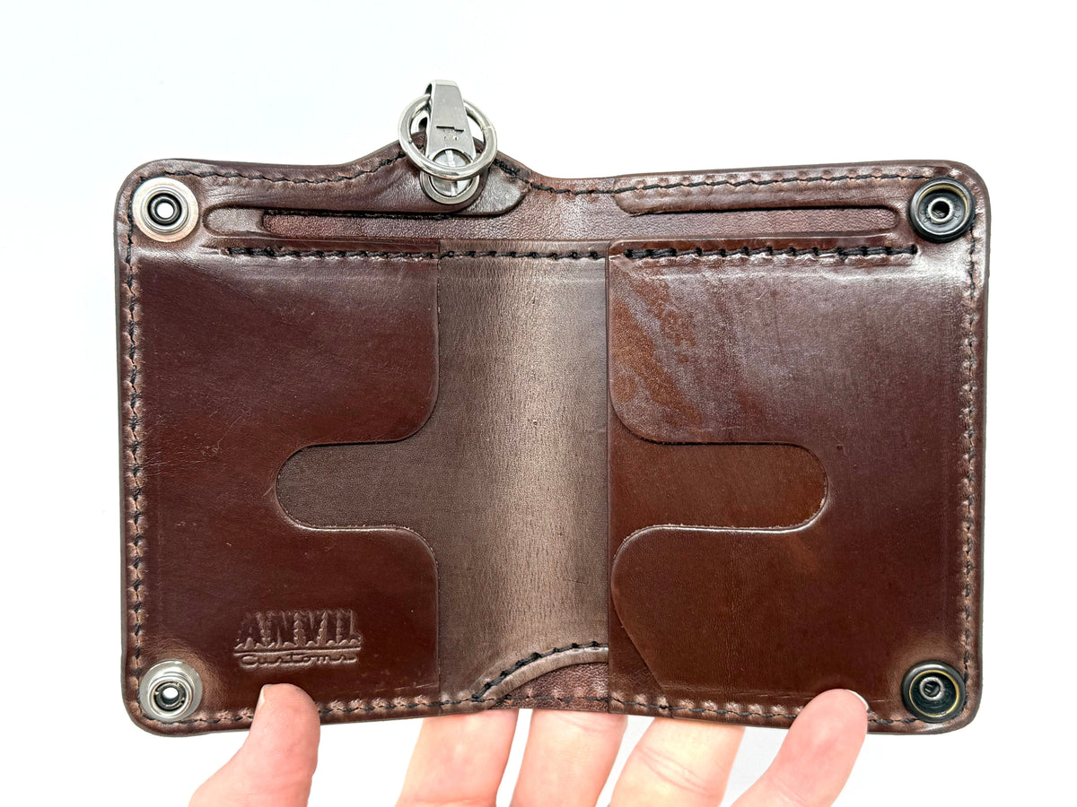 Mini Long Leather Chain Wallet - Brown 5G