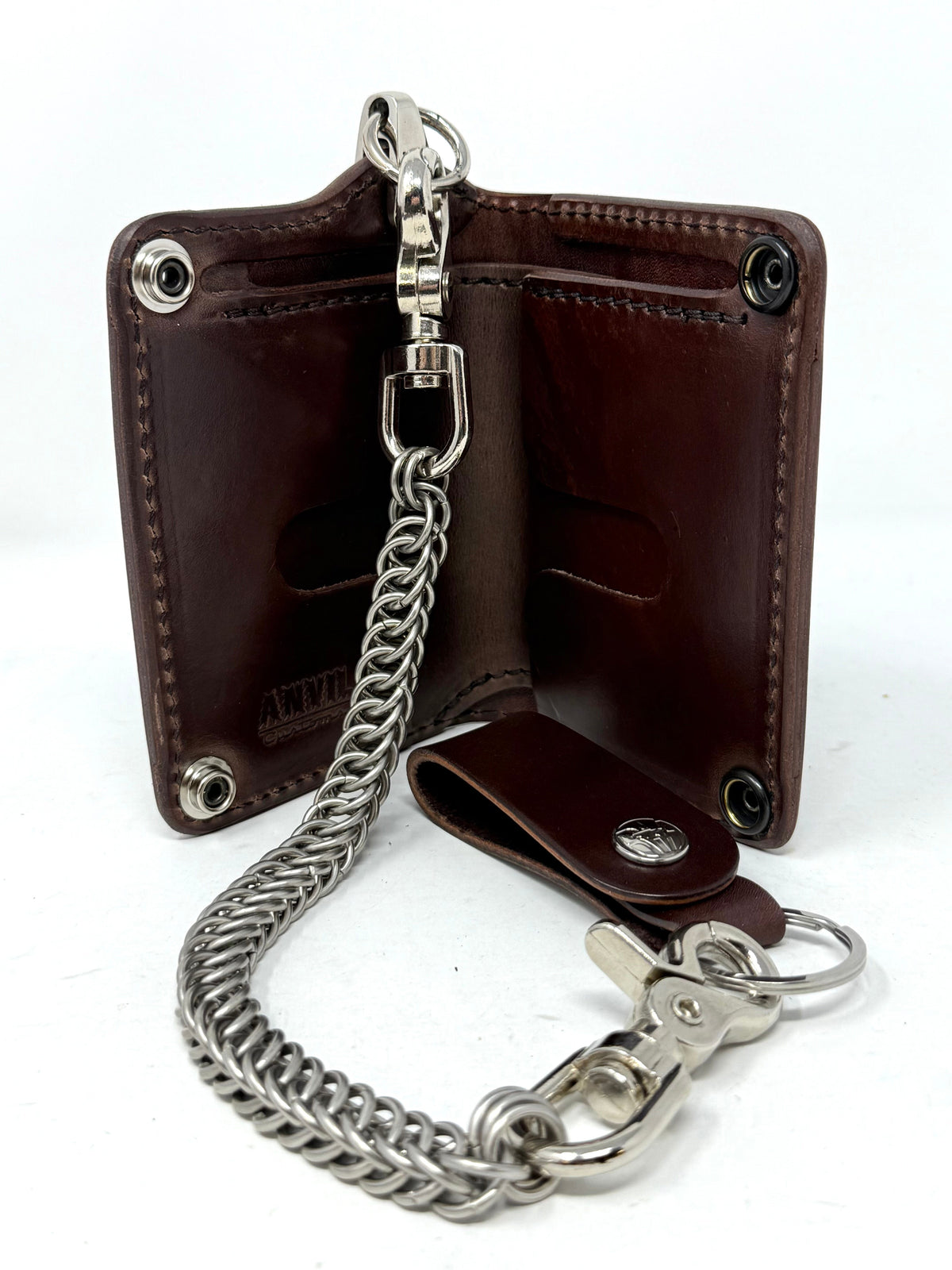 Mini Long Leather Chain Wallet - Brown 5G