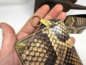 Mini Long Leather Chain Wallet - Natural Python